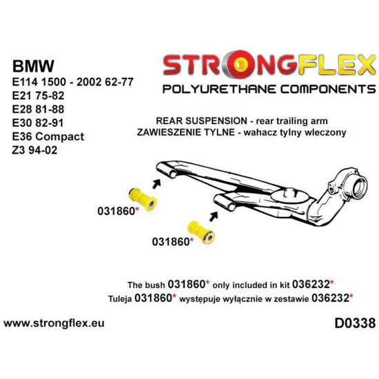 BMW E36 Compact (93-00) Achterste draagarmbussen excentrisch - SPORT